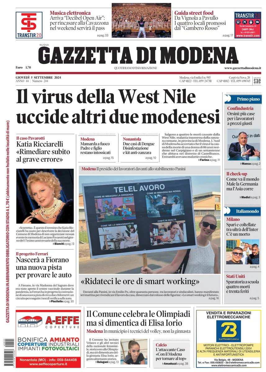 Prima-pagina-gazzetta di modena-oggi-edizione-del-2024-09-05